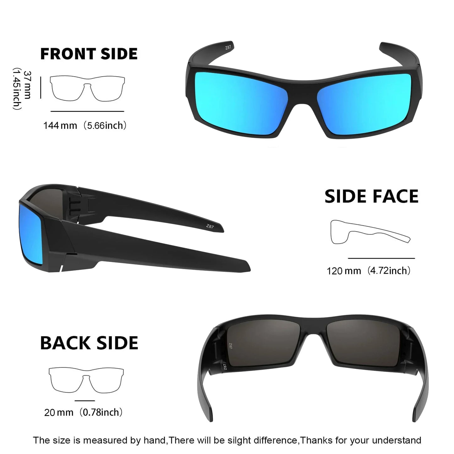 Z87 Polarized Sunglasses Men Women Wrap Around Sport Driving UV400 Retro Vintage Shield Safety Glasses 8231