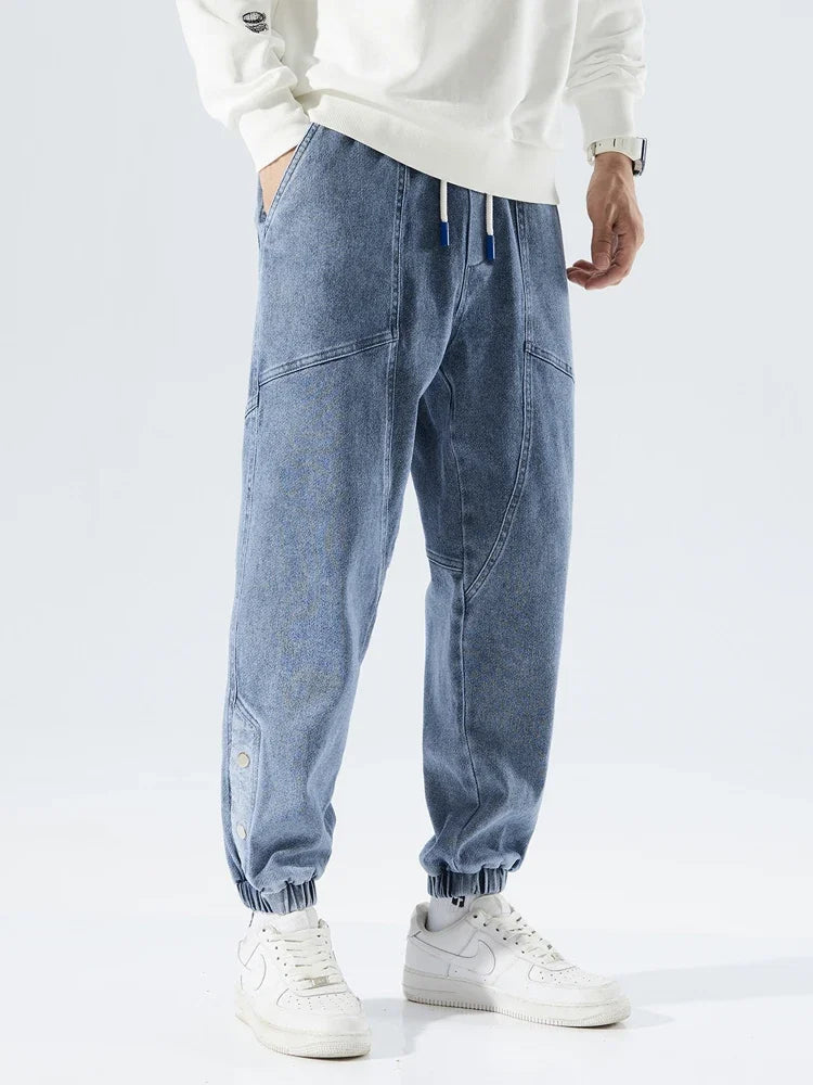 Korean Popular Clothes Jeans Casual Men Loose Fit Stretch Spandex Denim Jogger Pant Male Hip Hop Streetwear Trouser Big Size 8XL