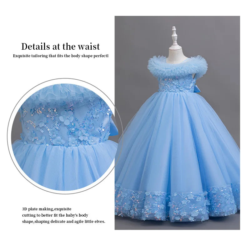 Summer Dress for Kids Girl Lace Sleeveless Baby Girl Princess Dress Fashion Solid Children Girls Party Dresses 2-9 Years