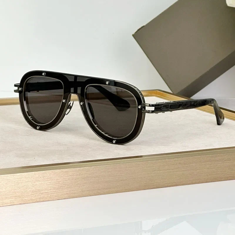Luxury Classical Limited Edition Sunglasses Frame Oval Alloy Acetate High Quality for Men Women Uv400 for Prescription with Case