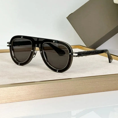 Luxury Classical Limited Edition Sunglasses Frame Oval Alloy Acetate High Quality for Men Women Uv400 for Prescription with Case