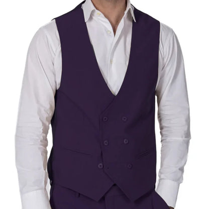 Men Vest Brown Double Button Solid Color Waistcoat For Wedding Banquet Birthday Business Casual Work Set Men Suit Vest