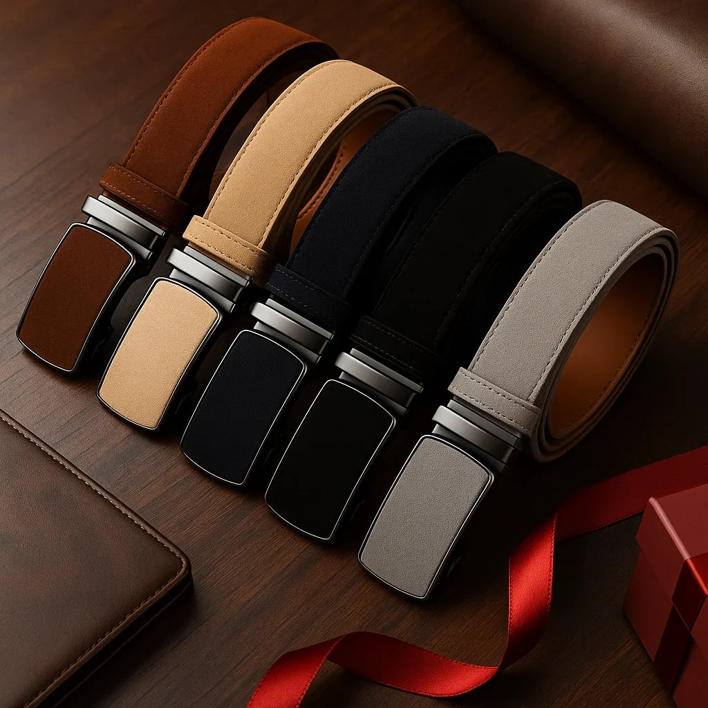 Men's Leather Belts Fashion Automatic Buckle PU Male Belts Luxury Business Designer Black Brown 115 125 135cm