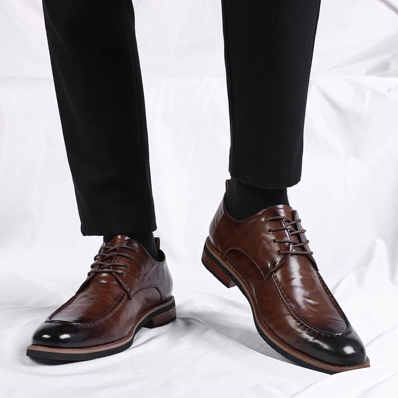 Italian Design Men's Oxford Business Shoes Formal Casual Leather Laces Lace-Up Anti-slip Flat Designer Shoes Comfy Walking Shoes