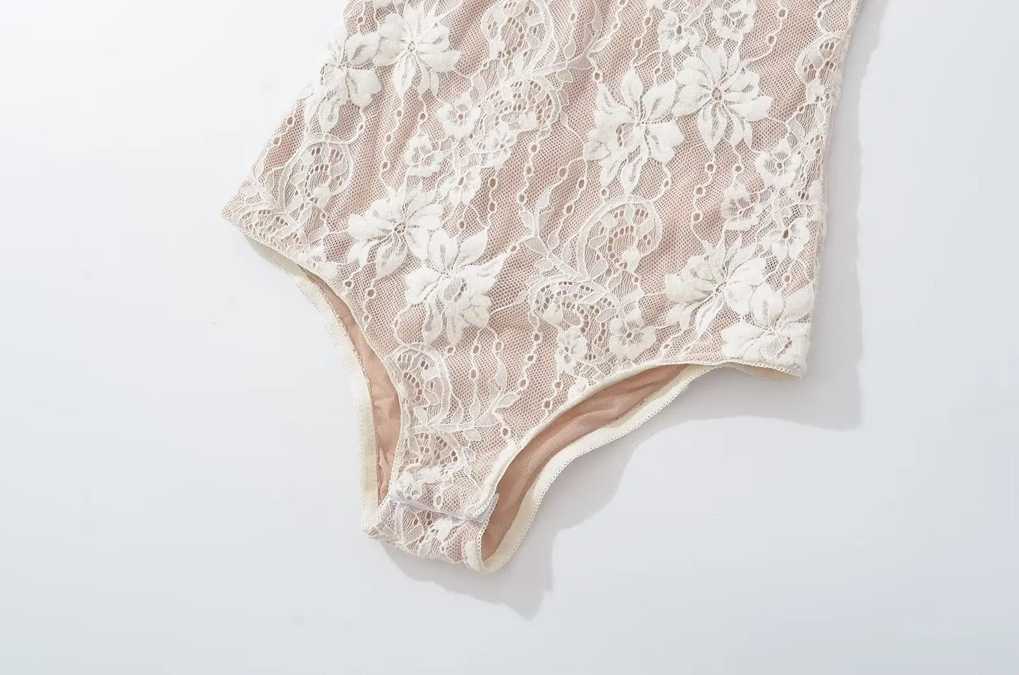 Sexy See Through Lace With Lining Backless Spaghetti Strap Bodysuit Woman Sling Tight Short Jumpsuit Slim Fit Rompers Playsuits