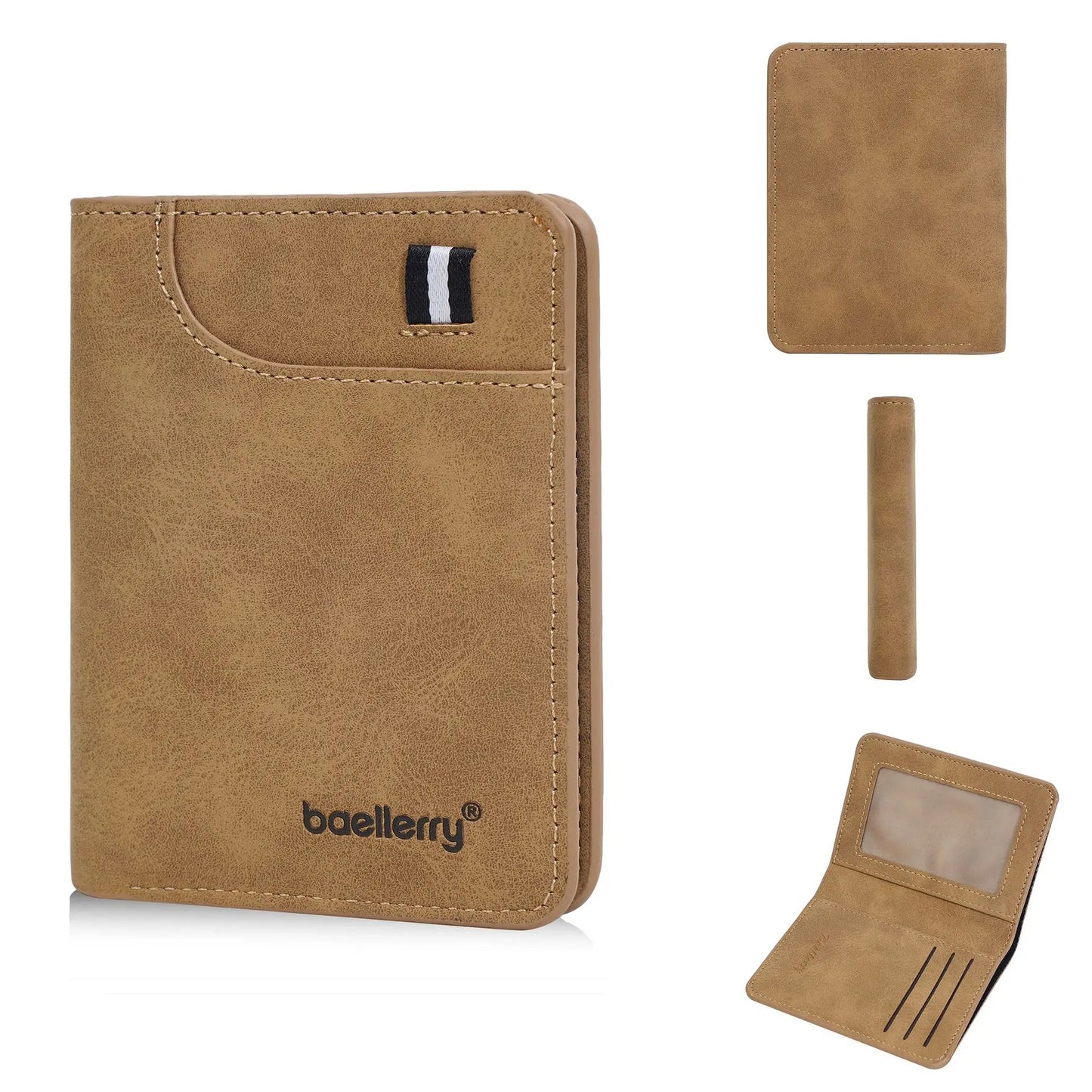 New Men'S Two-Fold Short Wallet, Thin Multi-Functional PU Small Wallet, Simple And Multi-Slot Card Holder