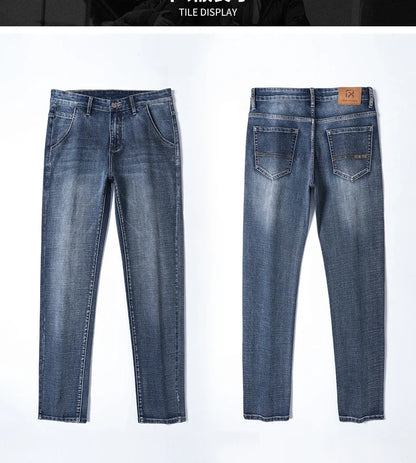 New Spring Summer Plus Size 40 42 44 Men Straight Loose Jeans Business Fashion Denim Stretch Pants Male Brand Trousers