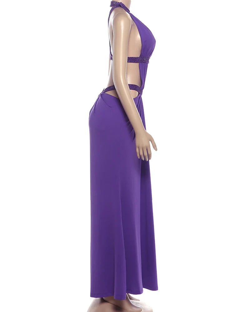 Elegant Dress Women Chic Backless Patchwork Sparkle Bandage Irregular Sleeveless Sexy Beach Vacation Hottie Vestidos