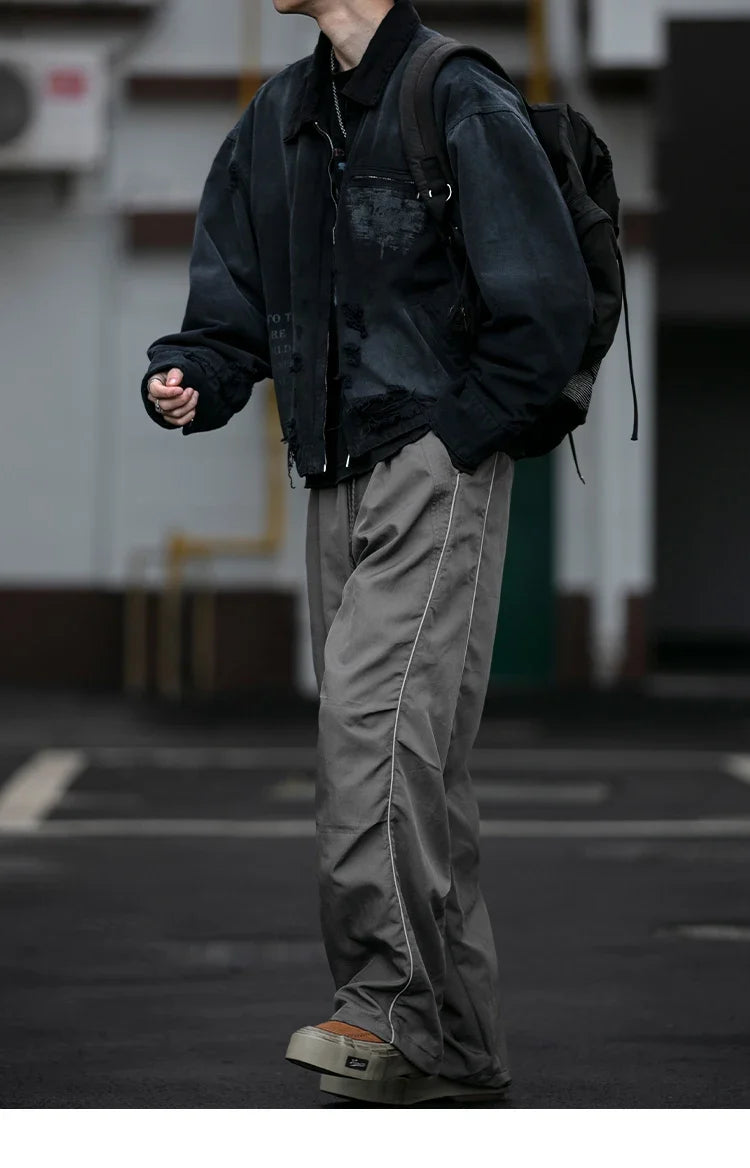 Korean Streetwear Waterproof Outdoor Utility Cargo Pants For Men Quick Dry Adjustable Hem Oversized Sport Casual Pants Trendy