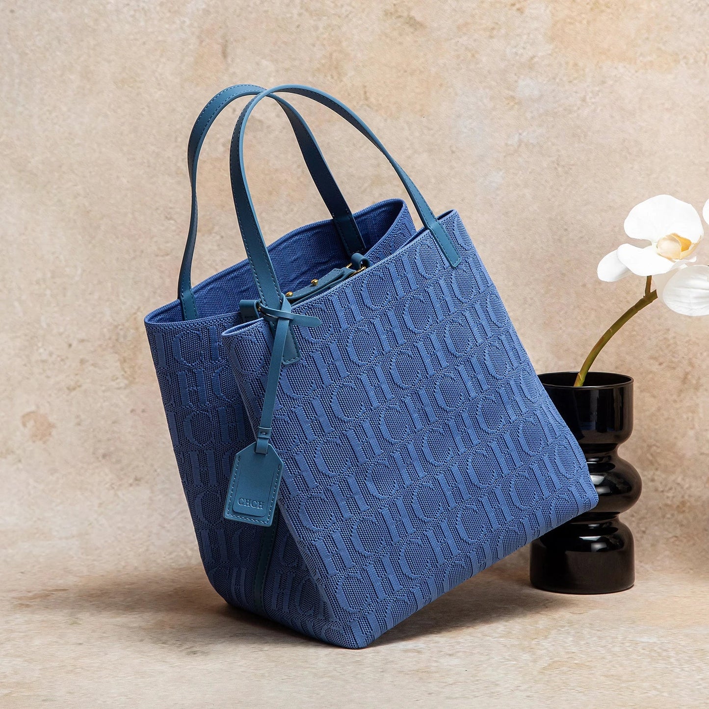 Tote Bag New Large Capacity Black Simple Knitted Shopping Bag 27*20*28cm