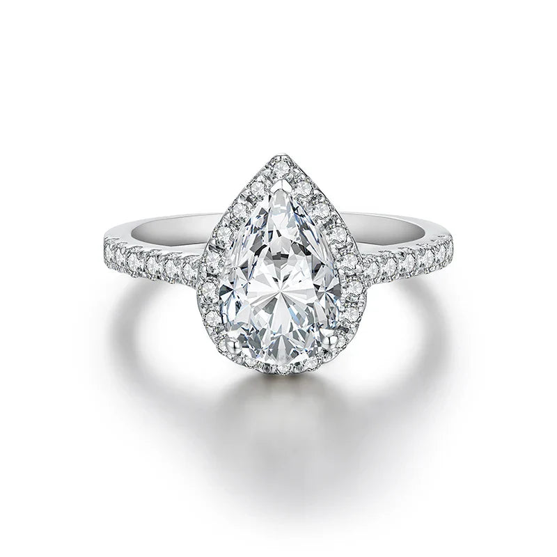 Bague ATTAGEMS en moissanite de luxe, taille poire, 2,0 carats, couleur D, VVS1, en argent sterling 925 véritable pour femme, cadeau de fiançailles ou de mariage