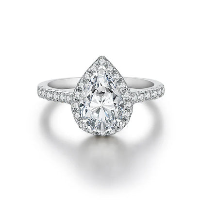 Bague ATTAGEMS en moissanite de luxe, taille poire, 2,0 carats, couleur D, VVS1, en argent sterling 925 véritable pour femme, cadeau de fiançailles ou de mariage
