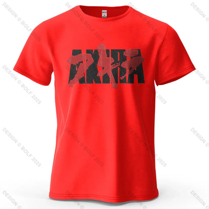 Akira Japanese Font Printed Men's T-Shirt 100% Cotton Oversized Classic Graphic Tees for Women Tops Tees Streetwear