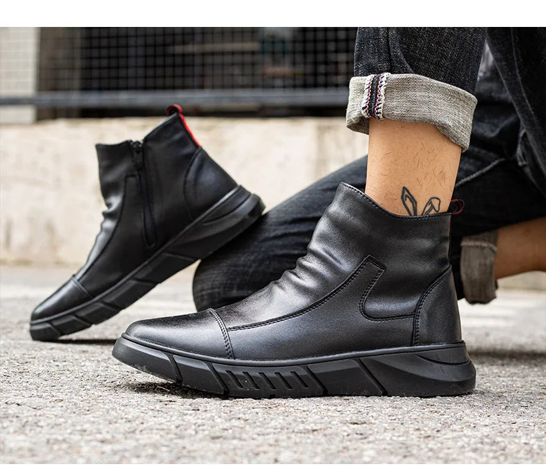 Fashion 2025 Black Leather Safety Work Shoes for Men Indestructible Steel Toe Cap Anti Nail Anti Slip Male Boots Footwear