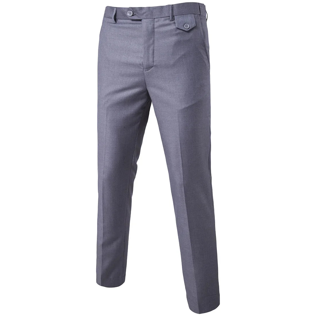 Mens Black Slim-Fit Suit Pants Business Casual Formal Trousers