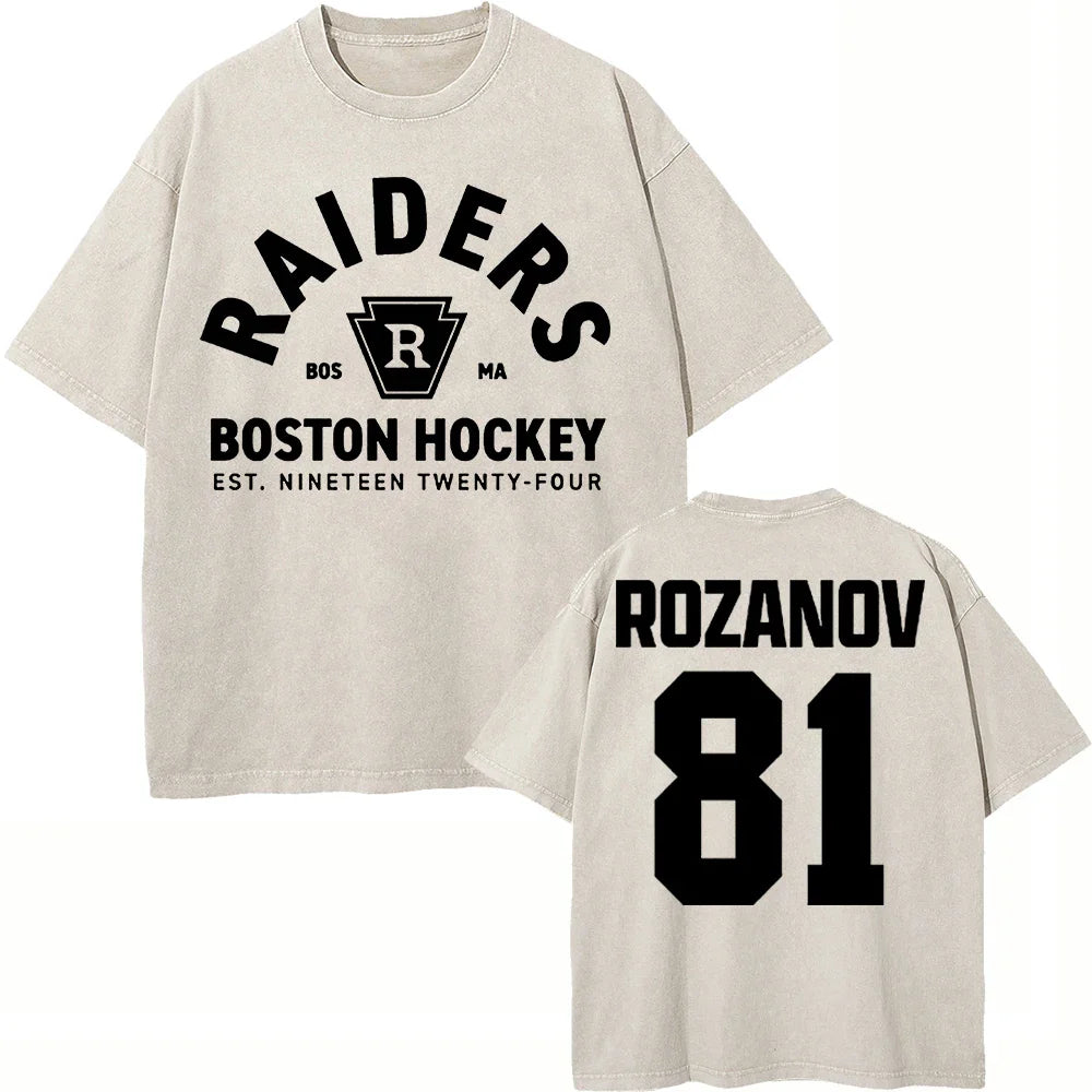 Vintage Washed Heated Rivalry Ilya Rozanov 81 Boston Raiders Tshirt Men Shane Hollander 24 Montreal Metros 100% Cotton Tees Tops