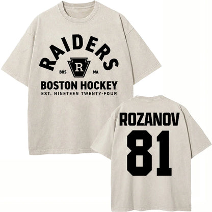 Vintage Washed Heated Rivalry Ilya Rozanov 81 Boston Raiders Tshirt Men Shane Hollander 24 Montreal Metros 100% Cotton Tees Tops