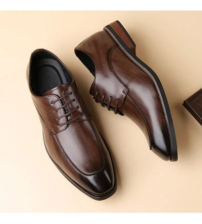Men's Formal Leather Shoes, Comfortable Soft Sole Office Derby Shoes, Breathable Anti-Slip Business Men's Shoes-HT1009