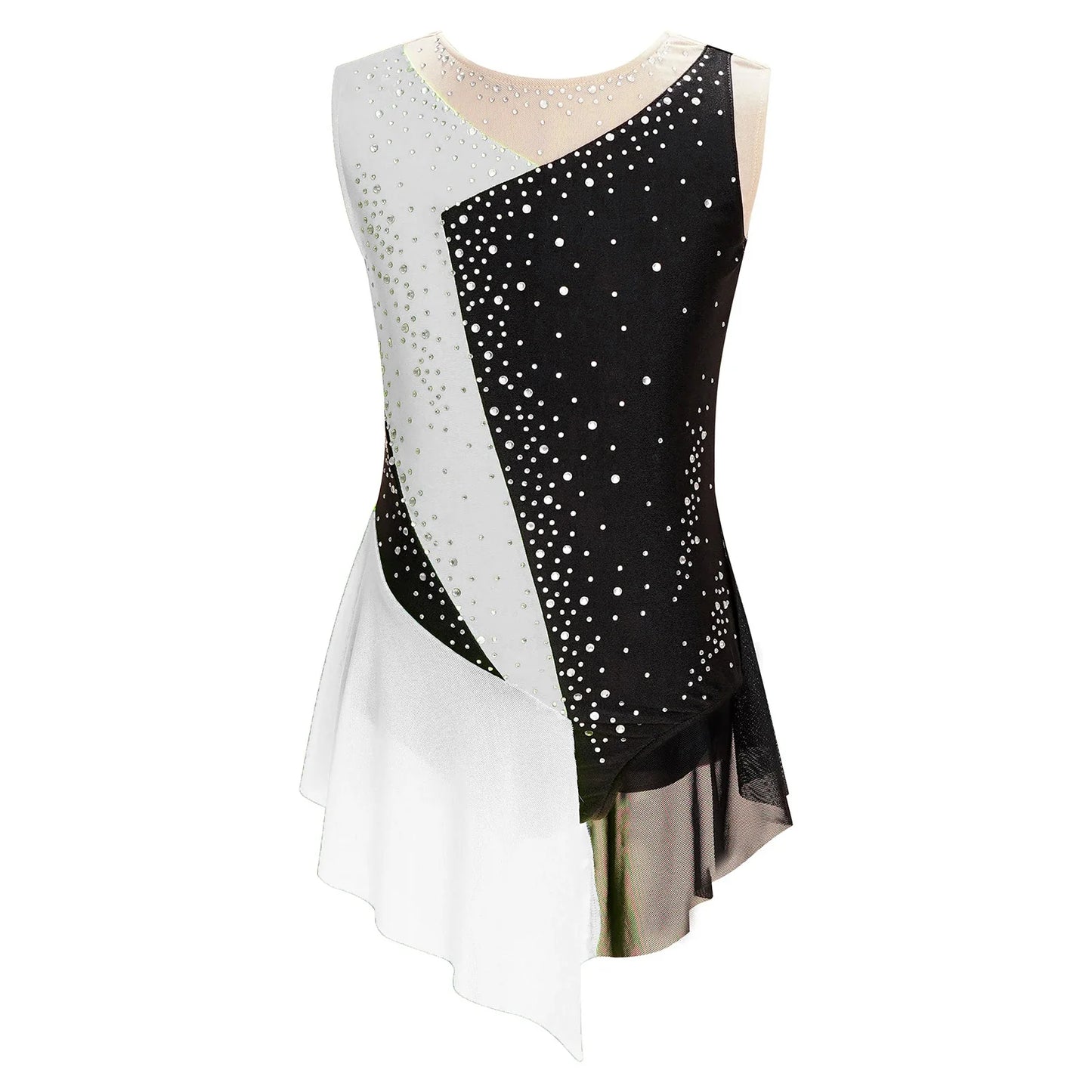 Kids Girls Sparkly Rhinestone Ballet Jersey Leotard Dress Toddler Gymnastics Artistic Figure Skating Dance Leotards Costume