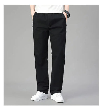 High Quality Men's Cargo Pants Elastic Waist Cotton Trousers Tacitcal Pants Spring Autumn Hiking Work Pants with Zip Pockets