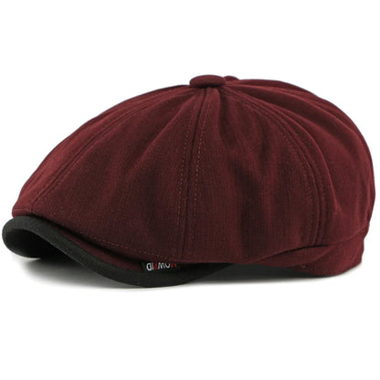 Beret Cap Men Women Autumn Winter Hat Thick Warm Artist Painter Wool Beret Hat Male Female Flat Octagonal Cap Mens Berets