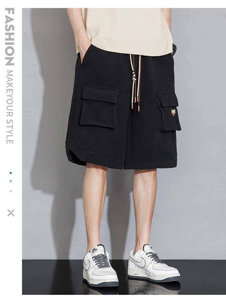 2024 Mens Shorts Summer Knee Length Casual Bermuda Male Y2k Sport Basketball Loose Cool Oversize Big Size Fashion Breeches Black