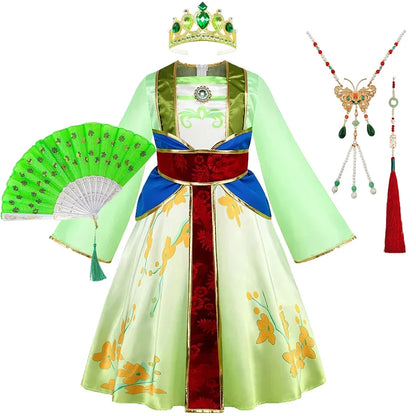 Girl Hua Mulan Princess Costume Children Chinese Hanfu Dress Costumes of Ancient Chinese Person Halloween Carnival Clothing