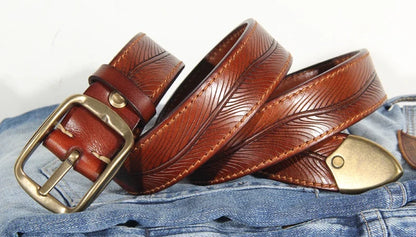 Extra Thick Double-sided Men's Belt Tactical Personalized Jeans Belt Genuine Leather Men's Pure Copper Pin Buckle Luxury Belt