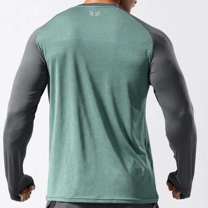 Men's Sport Long Sleeve Tops Quick Dry Fitness T-shirts Bodybuilding Gym Tees Casual Skinny Elastic Breathability Sportswear