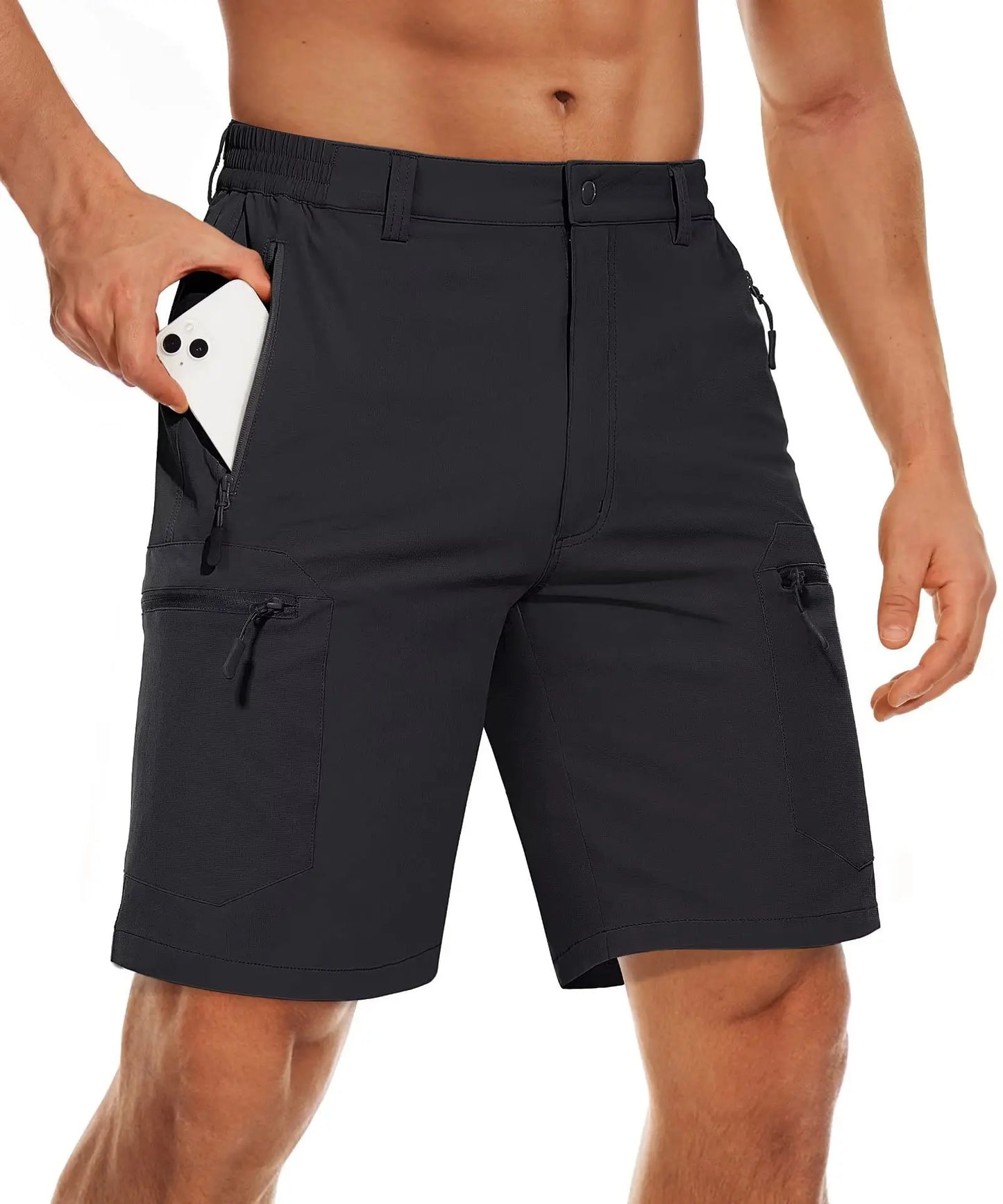 5 Zipper Pockets Summer Quick Dry Cargo Shorts Mens Fishing Shorts Stretch Outdoor Hiking Nylon Work Shorts Lightweight