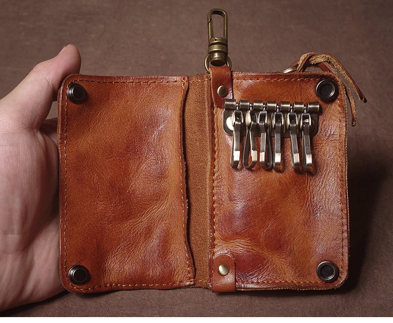 Luxury Brand Genuine Leather Key Bag Multifunctional Waist Hanging Card Holder Coin Purse Men Women Car Key Case Organizer
