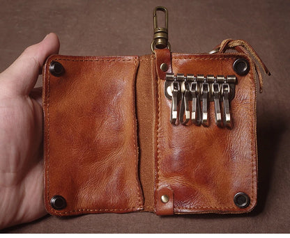 Luxury Brand Genuine Leather Key Bag Multifunctional Waist Hanging Card Holder Coin Purse Men Women Car Key Case Organizer