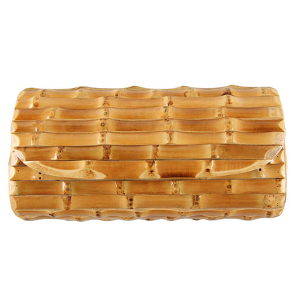Brand Fashion Vintage Retro Hard Wood Rattan Straw Evening Purse Wallet Unique Handmade Natural Bamboo Root Clutch Bag