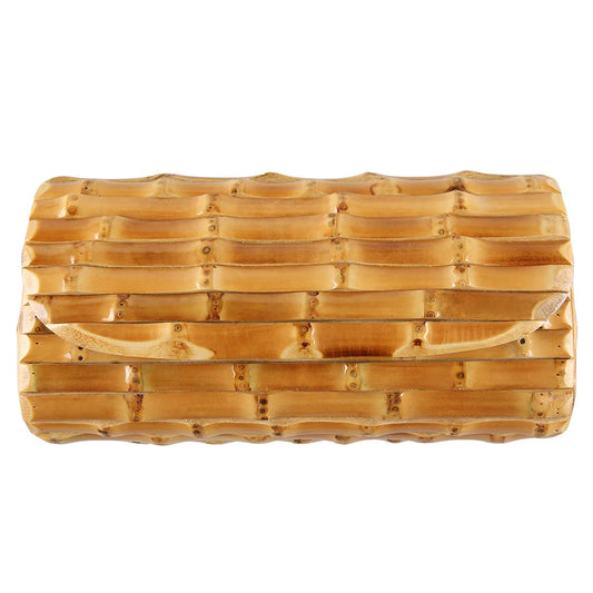 Brand Fashion Vintage Retro Hard Wood Rattan Straw Evening Purse Wallet Unique Handmade Natural Bamboo Root Clutch Bag
