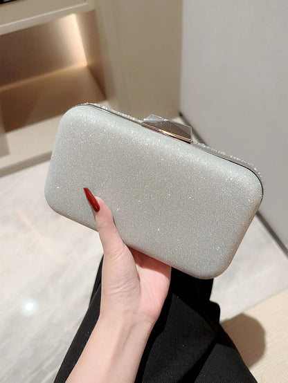 Popular evening bag, shiny rhinestone diamond clutch bag, dress bag, evening bag, chain bag, classy square box bag for women