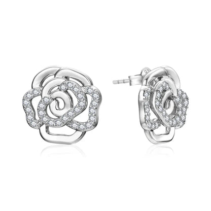 New Diamond Moissanite Stud Earrings for Women S925 Silver 18k Gold Plated Orginal Flower Wedding Jewelry Travel Gift