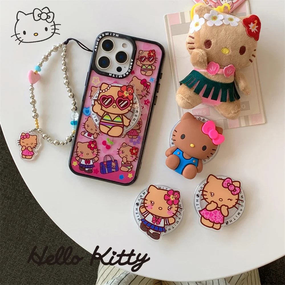 Y2K Hello Kitty Cute Cartoon Magnetic Phone Case For IPhone 12 13 14 15 16 17 Pro Max Protective Cover with Stand Fundas