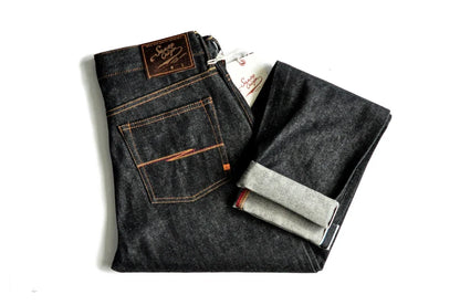 Mens Jeans Boxing Selvedge Denim Jeans Color Cotton Jeans for Men Silver Buttons Taper Fit  12.5 Oz