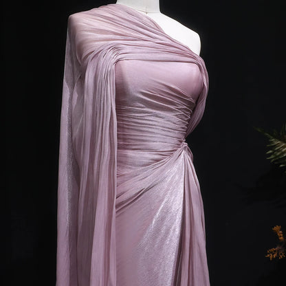 2026 Women's Elegant Evening Dresses with Draped Cape Formal Birthday Gown Pink One Shoulder Arabic SF199 Customized