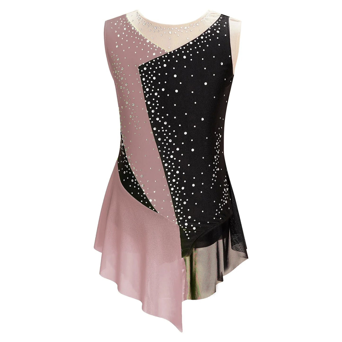 Kids Girls Sparkly Rhinestone Ballet Jersey Leotard Dress Toddler Gymnastics Artistic Figure Skating Dance Leotards Costume