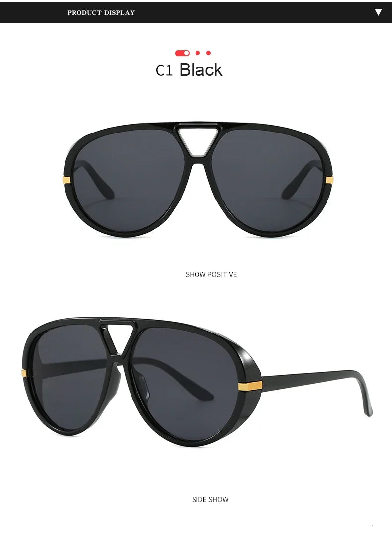 Cycling Trendy Women Square Twin Bridge Pilot Sunglasses New Luxury Designer Shades Outdoor Driving Travel Female Sun Glasses