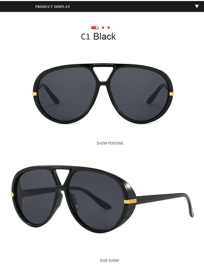 Cycling Trendy Women Square Twin Bridge Pilot Sunglasses New Luxury Designer Shades Outdoor Driving Travel Female Sun Glasses