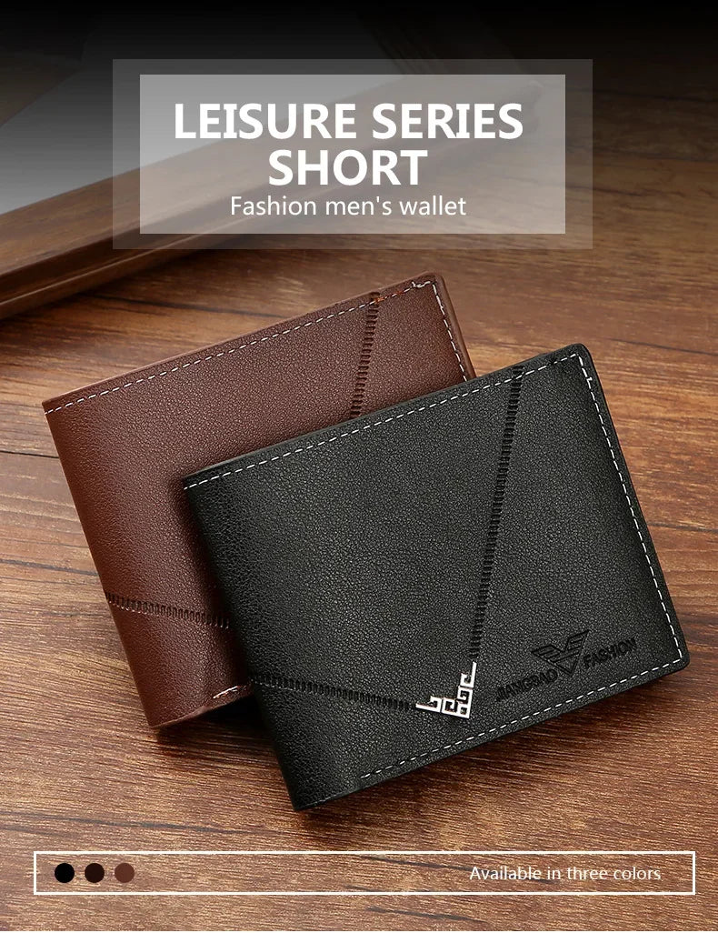 Portefeuille en cuir fin pour homme, blocage RFID, pliable, porte-cartes de crédit minimaliste, pince à billets