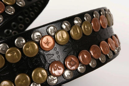 3.8CM  Hip Hop Punk Style Men Belt Round Rivet Real Genuine Cowskin Leather Strap Male Cowboy Studded Belts Rock Waistband