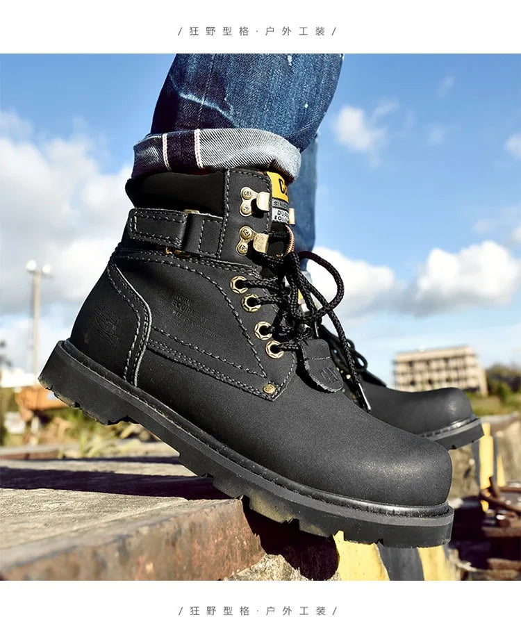 Genuine Leather Mens Women Winter Ankle Military Treking Snow Yellow Tactical Boots Outdoor for Men Work Shoes Sneakers