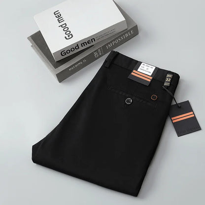 97% Cotton Straight Casual Pants Business formal Black Blue Stretch Mens Trousers Khaki Brown Mens Pants