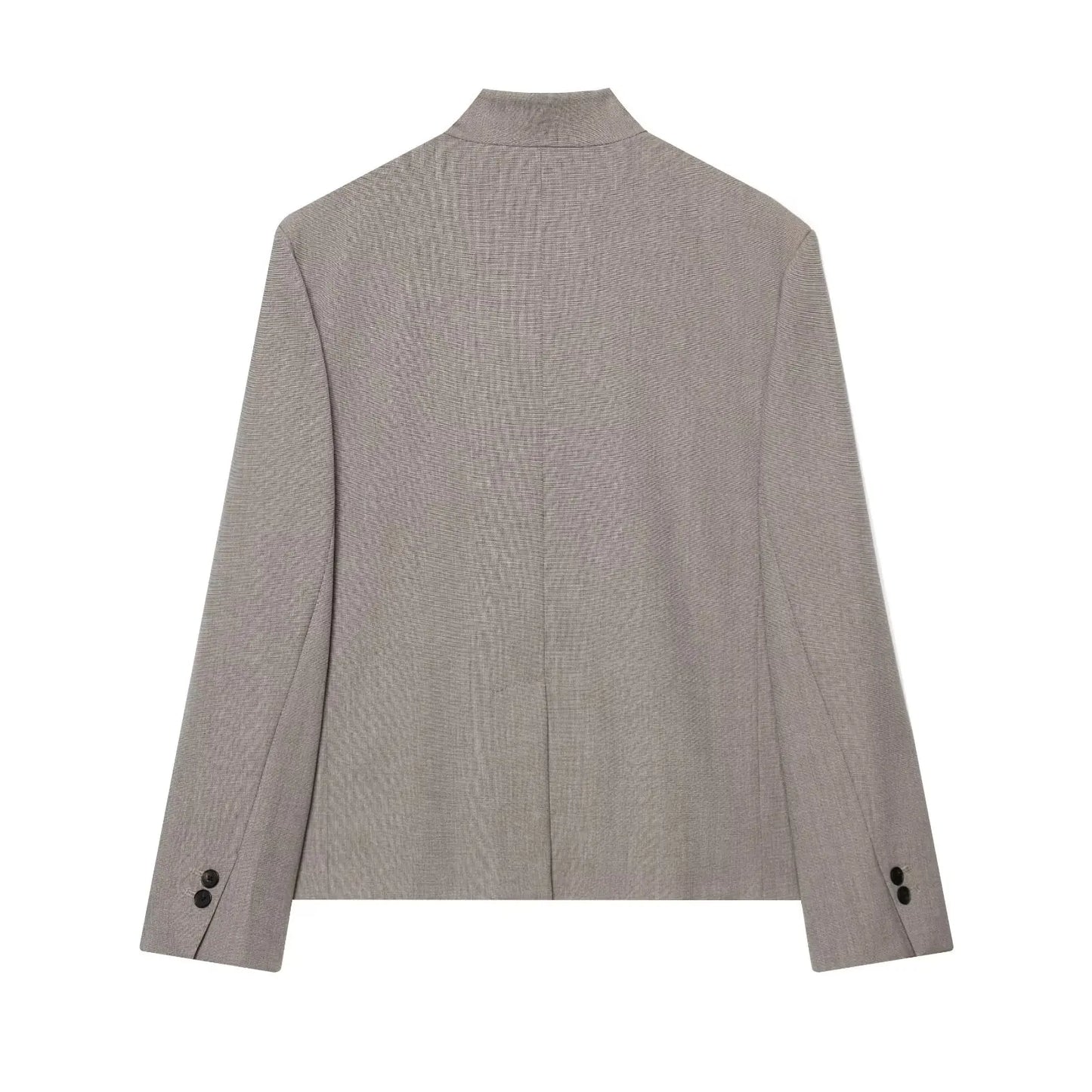 Vintage Solid Grey Elegant Woman Blazer Buttons Fashion 2026 Spring Office Lady Elegant Turtleneck Female Loose Outwear