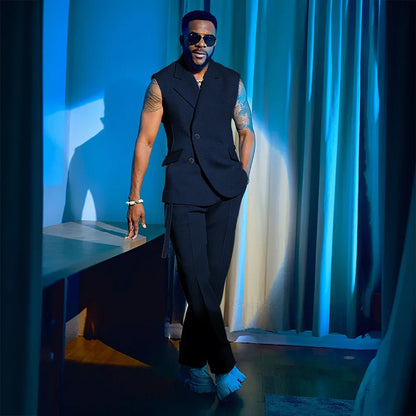 2025 Summer Hot 2 Pieces Jacket Pants Single Breasted Notch Collar High Quality Business Male Clothing Sleeveless Fashion