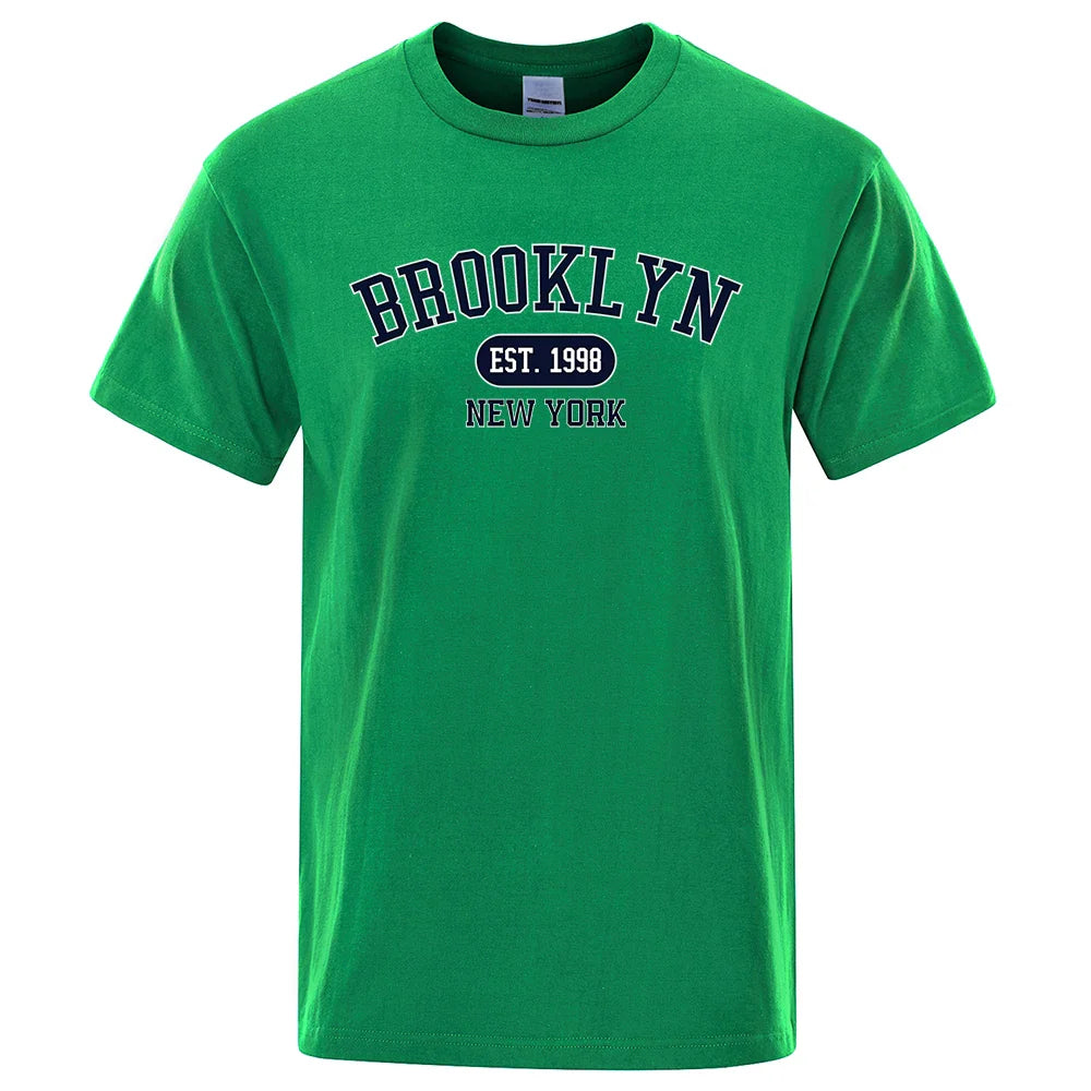 New York Letter T Shirts Man Casual Crewneck Streetwear Breathable Fashion Summer Tops Cotton Loose T-Shirts