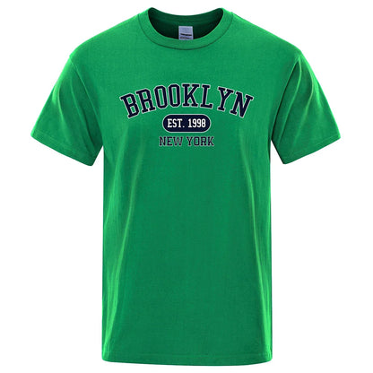 New York Letter T Shirts Man Casual Crewneck Streetwear Breathable Fashion Summer Tops Cotton Loose T-Shirts